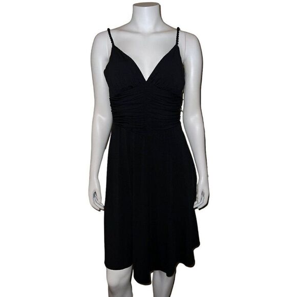 London Times Petite Vintage Women's Black Strappy Dress Braided Strap 12P NWT - Picture 1 of 9